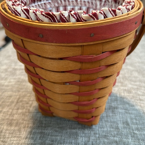Longaberger Basket Liner Large Handle Round red 1996 Vintage Retired - Picture 9 of 13